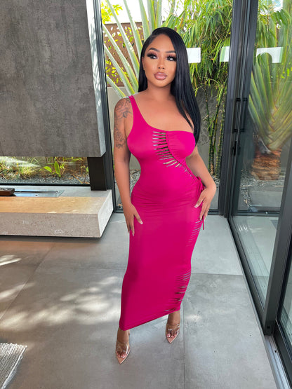 Womens Cutout Solid Color Dress with Modern Silhouette | noémi