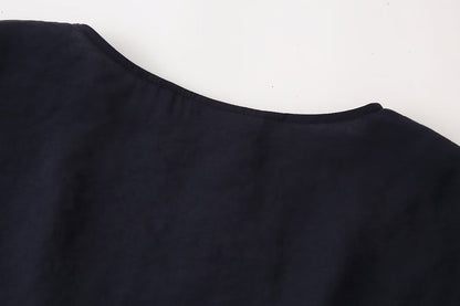 Bow Tie VNeck Draped Blouse | Cropped Long Sleeve Top | noémi