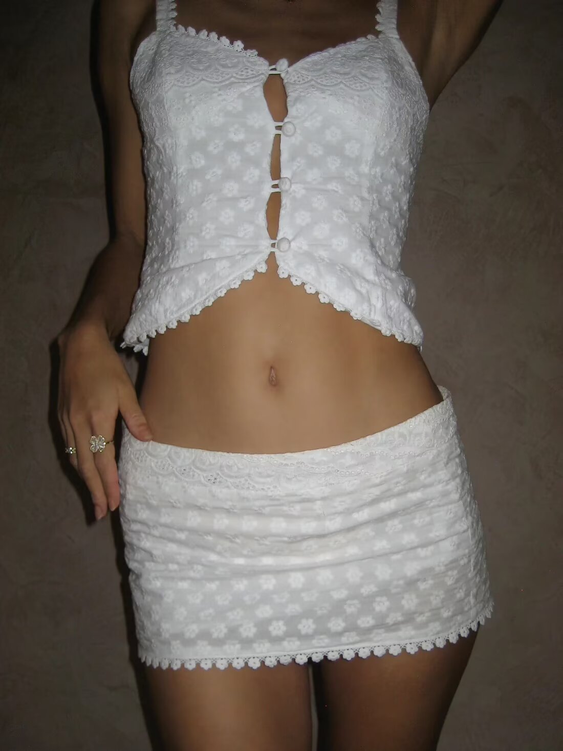 Lace Hanging Buckle Set | Lace Skirt Top | noémi