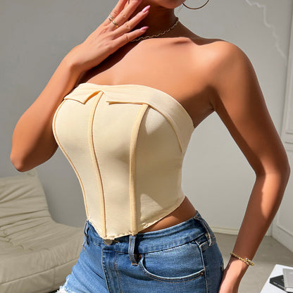 Strapless Corset Top | Cream Sculpted Bustier with Structured Boning | noémi