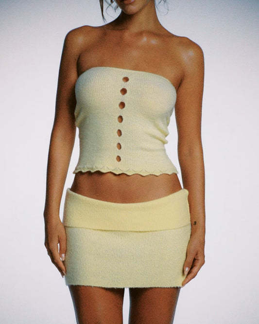 Knitted Three Piece Set | A Line Skirt Sheath Dress Hollow Out Black Cardigan with Flanged Wrap Chest Detail | noémi