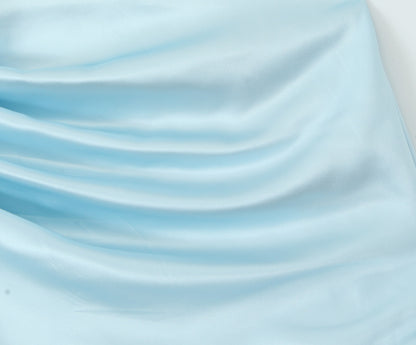 Ice Blue Satin Strapless Ruched Mini Dress | Bodycon Cocktail Party Dress | noémi