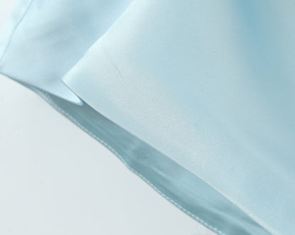 Ice Blue Satin Strapless Ruched Mini Dress | Bodycon Cocktail Party Dress | noémi