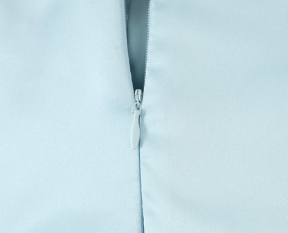 Ice Blue Satin Strapless Ruched Mini Dress | Bodycon Cocktail Party Dress | noémi