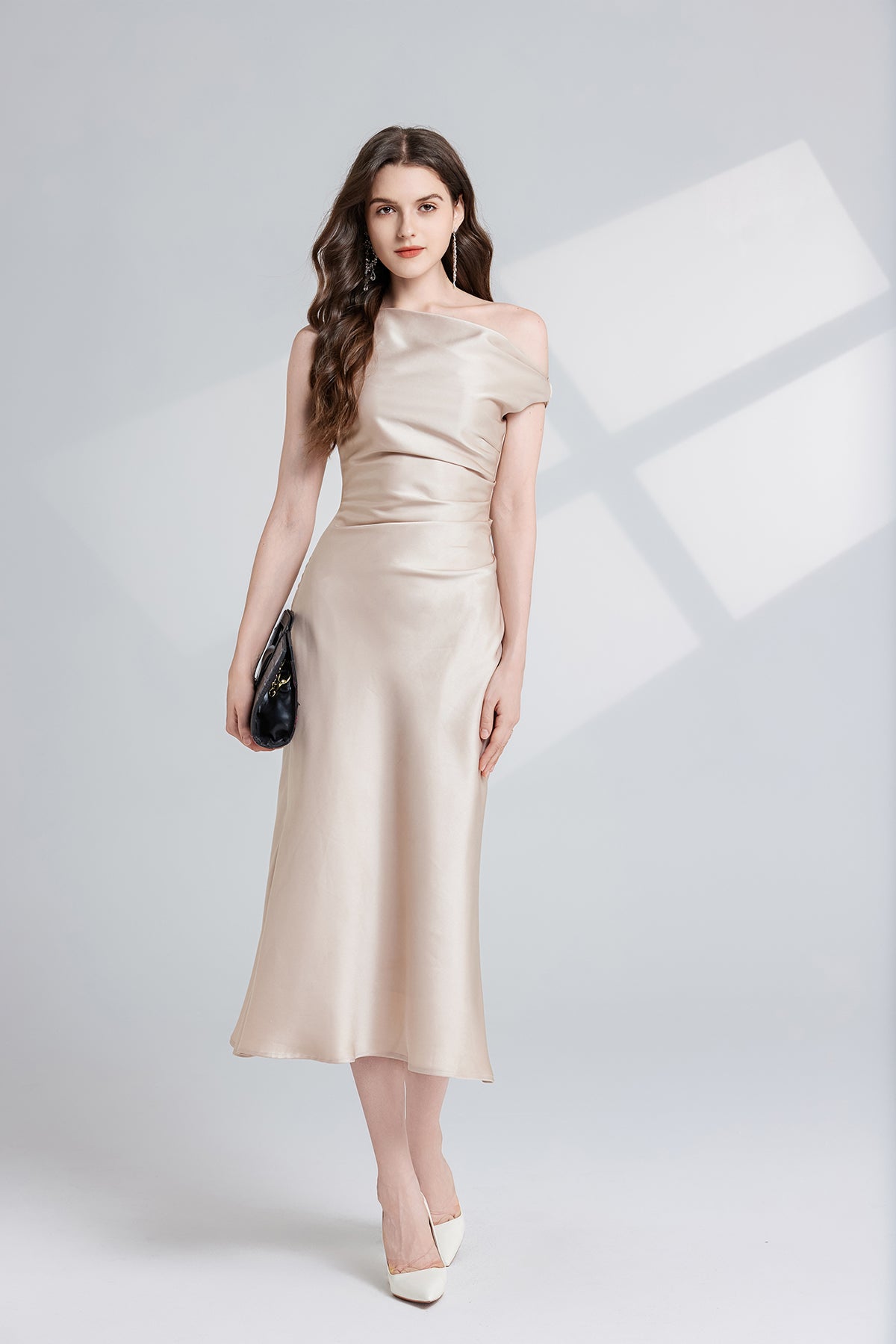 Womens Satin One Shoulder Dress | noémi