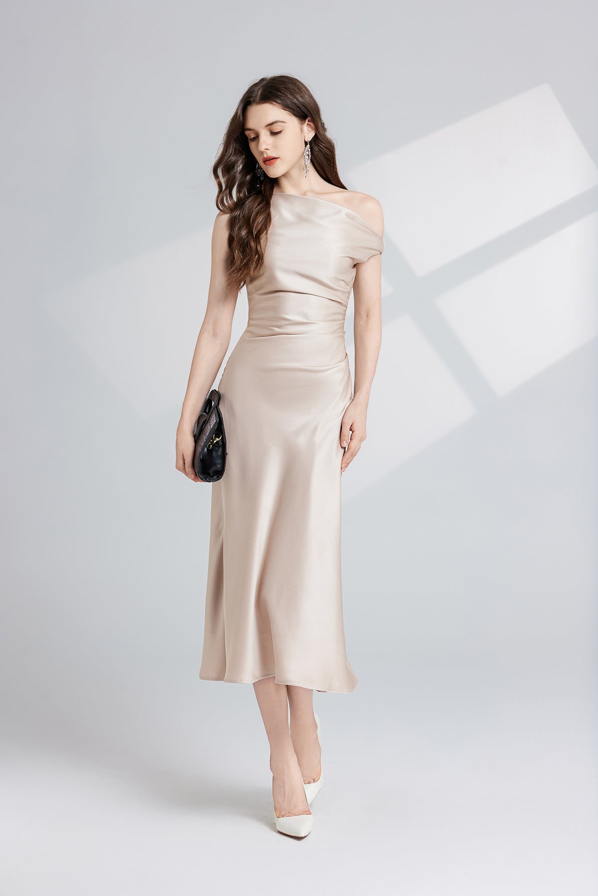 Womens Satin One Shoulder Dress | noémi