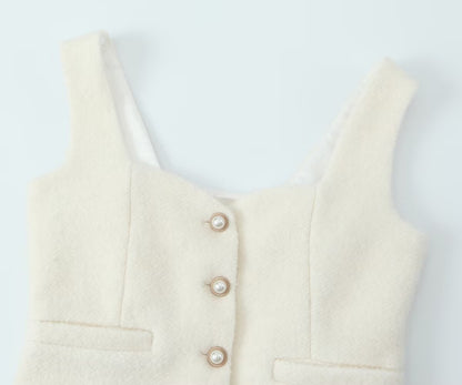 Socialite Woolen Vest Skirt Set | High Waist Fit | noémi