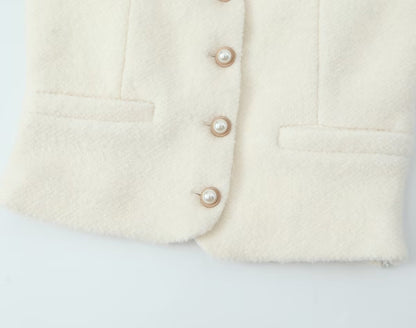 Socialite Woolen Vest Skirt Set | High Waist Fit | noémi