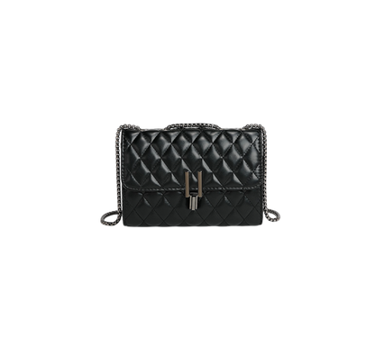 Quilted Rhombus Chain Crossbody Bag – Y-Lock Square Mini, Black | noémi