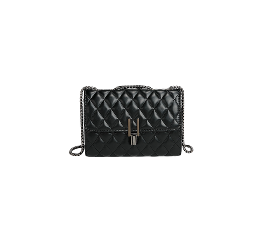 Quilted Rhombus Chain Crossbody Bag – Y-Lock Square Mini, Black | noémi