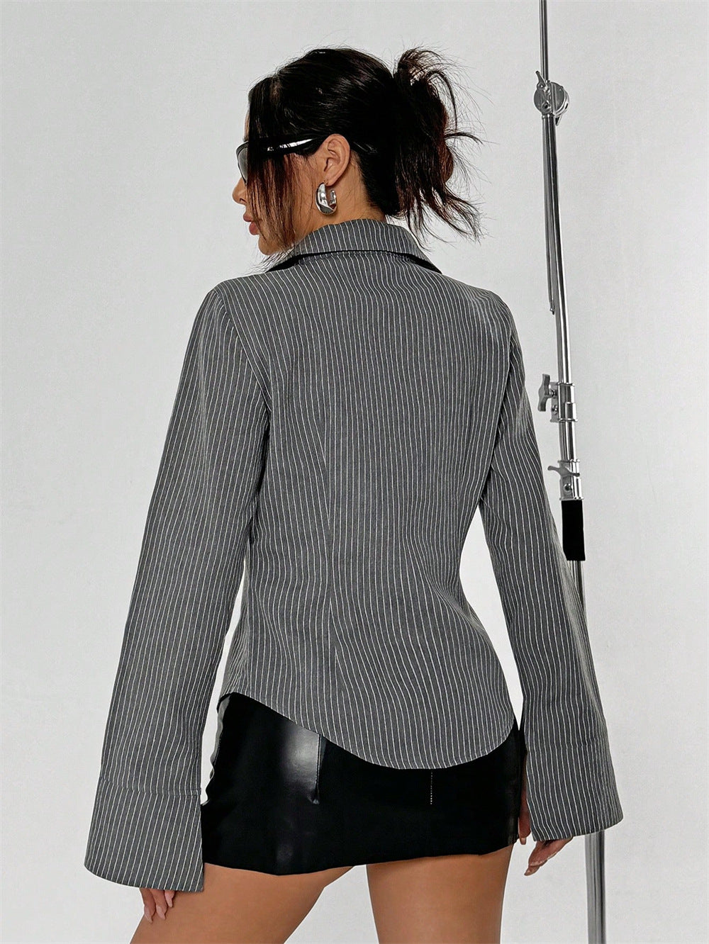 Striped Casual Shirt Cardigan | Button Down Long Sleeve Shirt | noémi