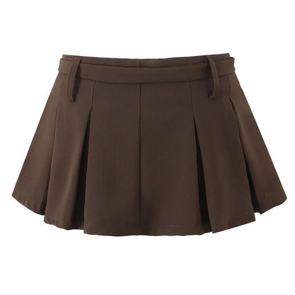 Two Piece Skirt Set | Tube Top Cropped Vest Low Waist Pleated Mini Skirt | noémi