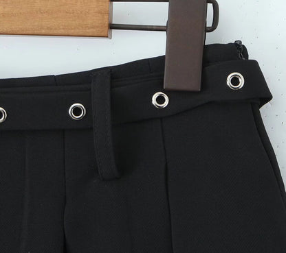 Two Piece Skirt Set | Tube Top Cropped Vest Low Waist Pleated Mini Skirt | noémi