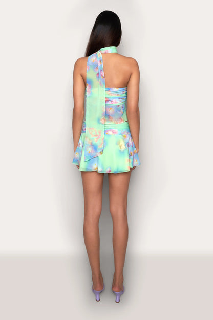Green Floral Halter Top & Skirt Set | Off Shoulder Camisole | noémi