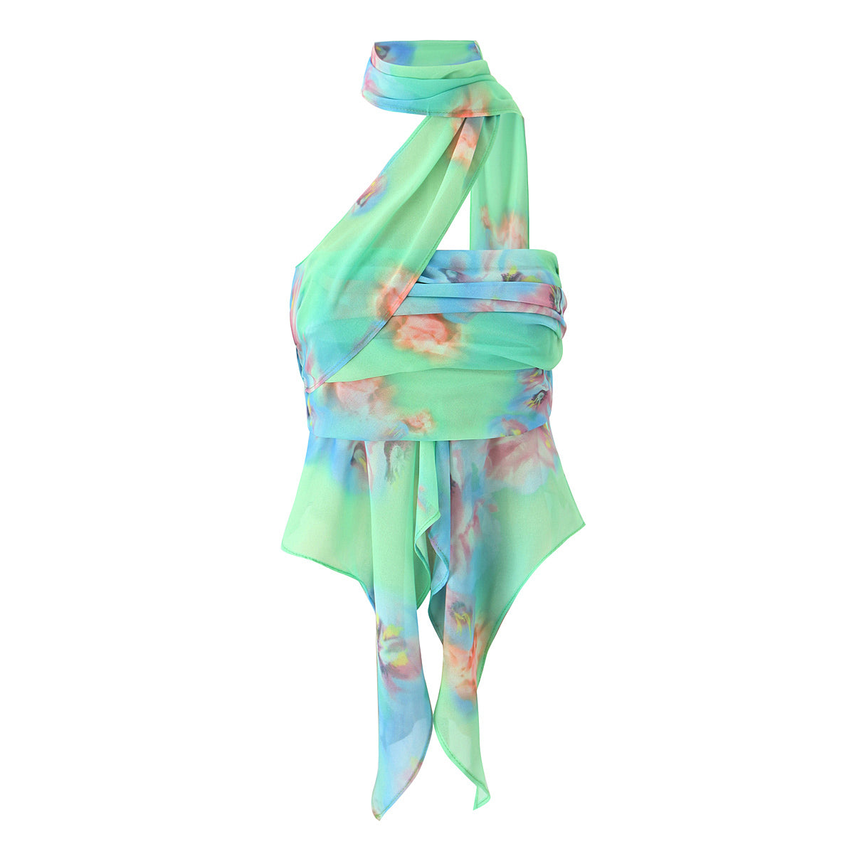 Green Floral Halter Top & Skirt Set | Off Shoulder Camisole | noémi
