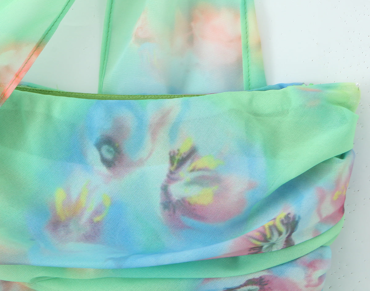 Green Floral Halter Top & Skirt Set | Off Shoulder Camisole | noémi