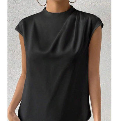 Womens Silk Satin Top | Short Sleeve Round Neck T Shirt | noémi