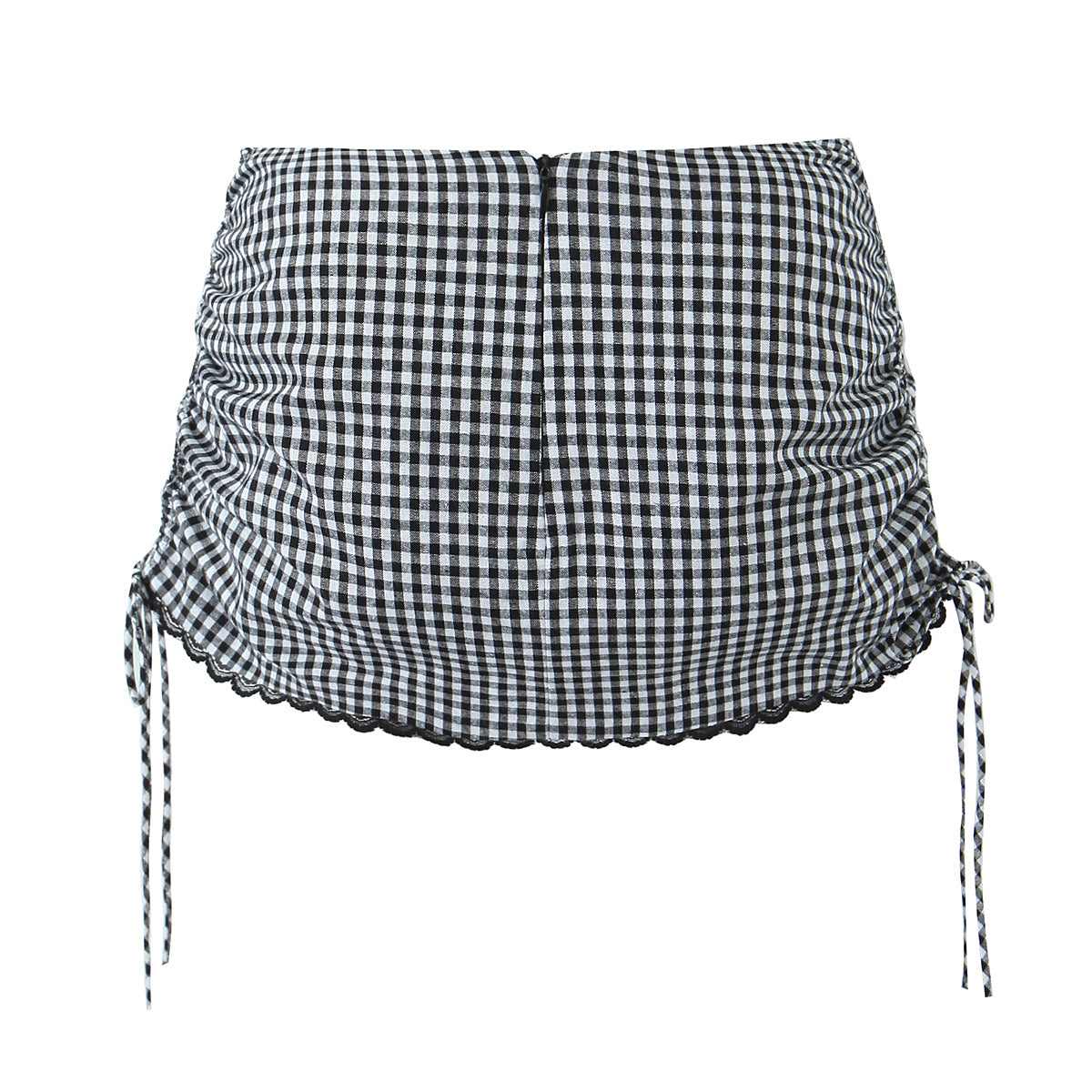 Womens Black & White Gingham Halter Corset Top & Drawstring Skirt Set | Two Piece Matching | noémi