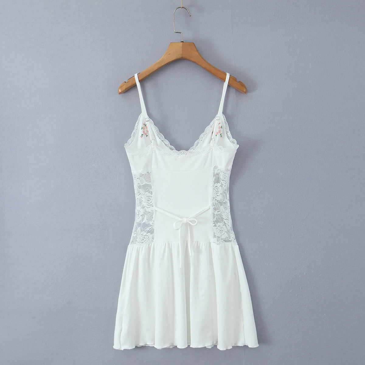 Floral Embroidered Lace Patchwork Knit Sling Dress | noémi