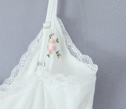 Floral Embroidered Lace Patchwork Knit Sling Dress | noémi