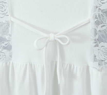 Floral Embroidered Lace Patchwork Knit Sling Dress | noémi