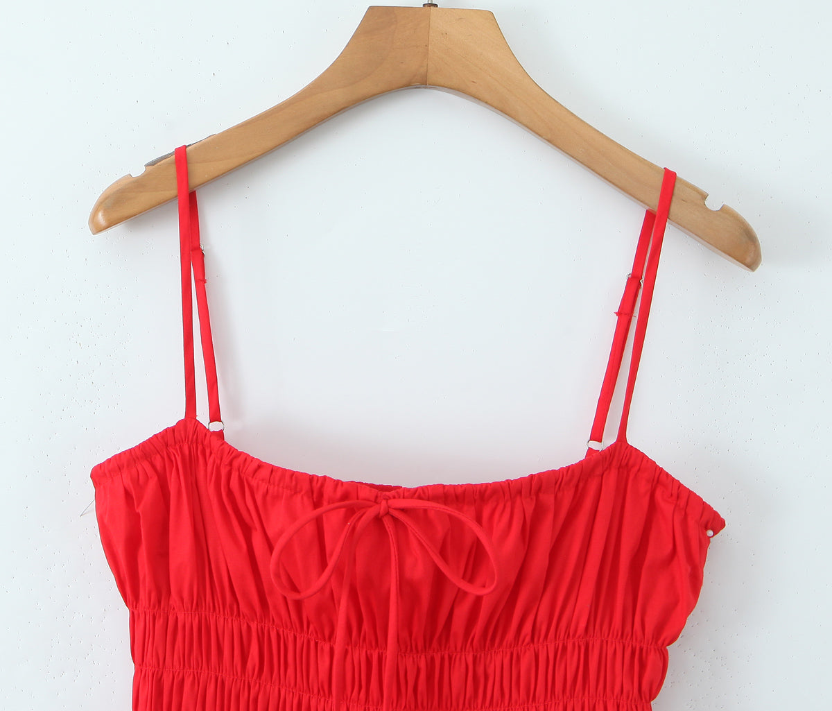 Red Smocked Mini Dress with Tie Waist | Summer Sleeveless Fit & Flare | noémi