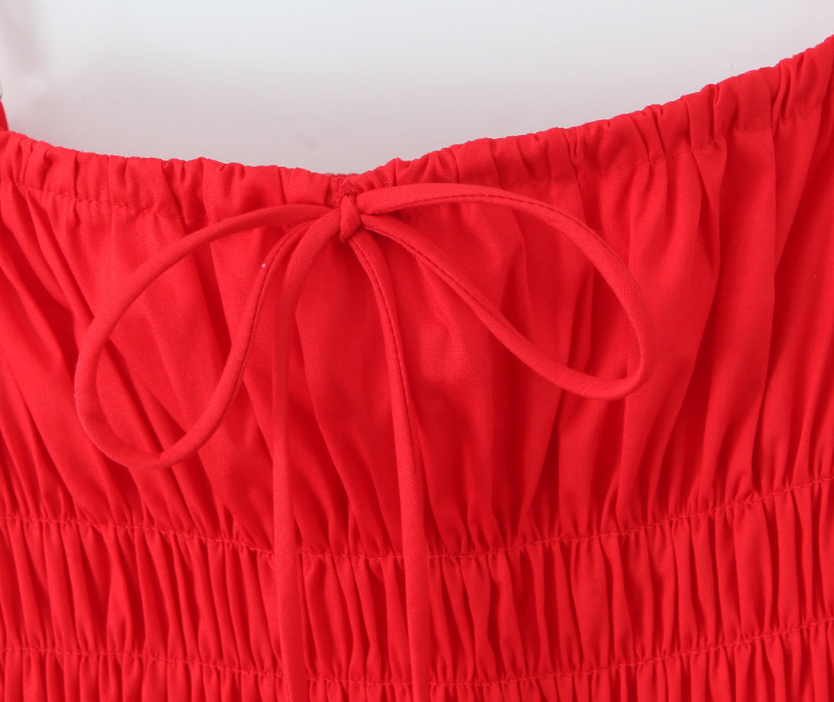 Red Smocked Mini Dress with Tie Waist | Summer Sleeveless Fit & Flare | noémi