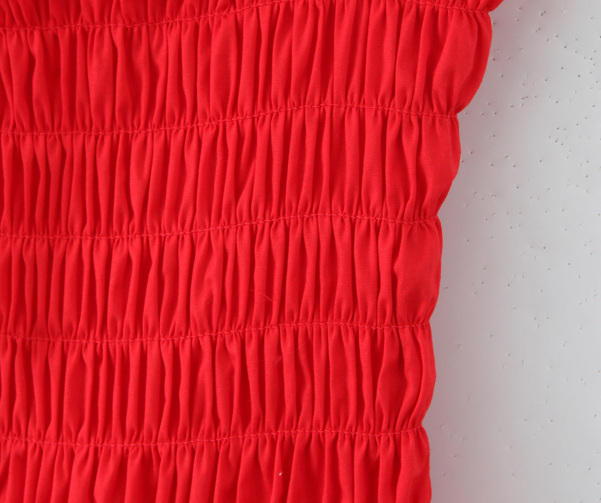 Red Smocked Mini Dress with Tie Waist | Summer Sleeveless Fit & Flare | noémi