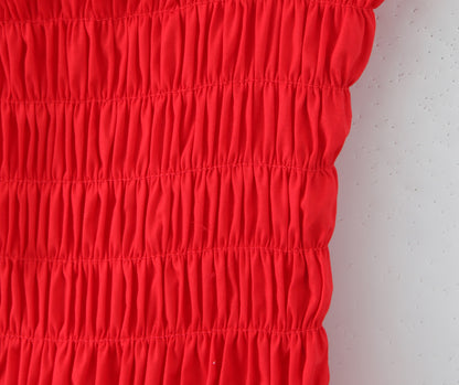 Red Smocked Mini Dress with Tie Waist | Summer Sleeveless Fit & Flare | noémi
