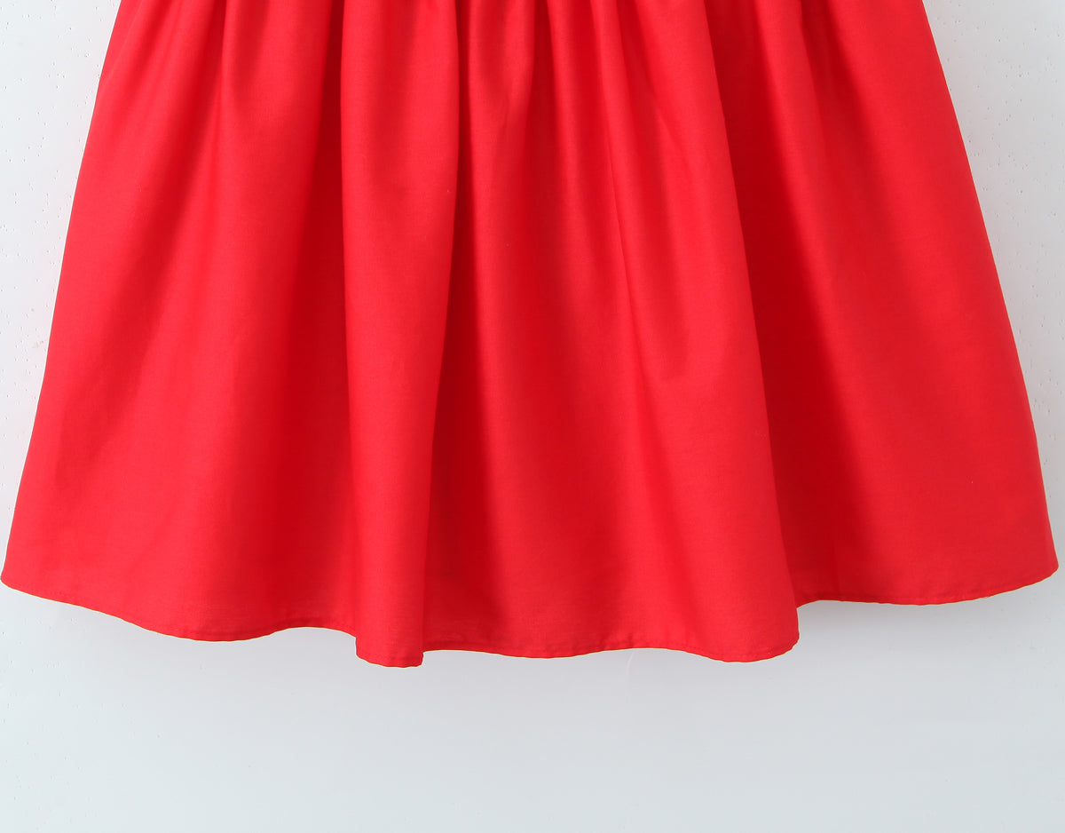 Red Smocked Mini Dress with Tie Waist | Summer Sleeveless Fit & Flare | noémi