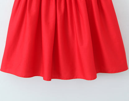 Red Smocked Mini Dress with Tie Waist | Summer Sleeveless Fit & Flare | noémi