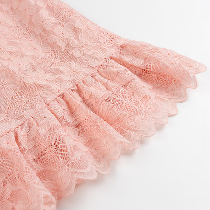 Womens One Shoulder Slim Fit Lace Print Dress | noémi