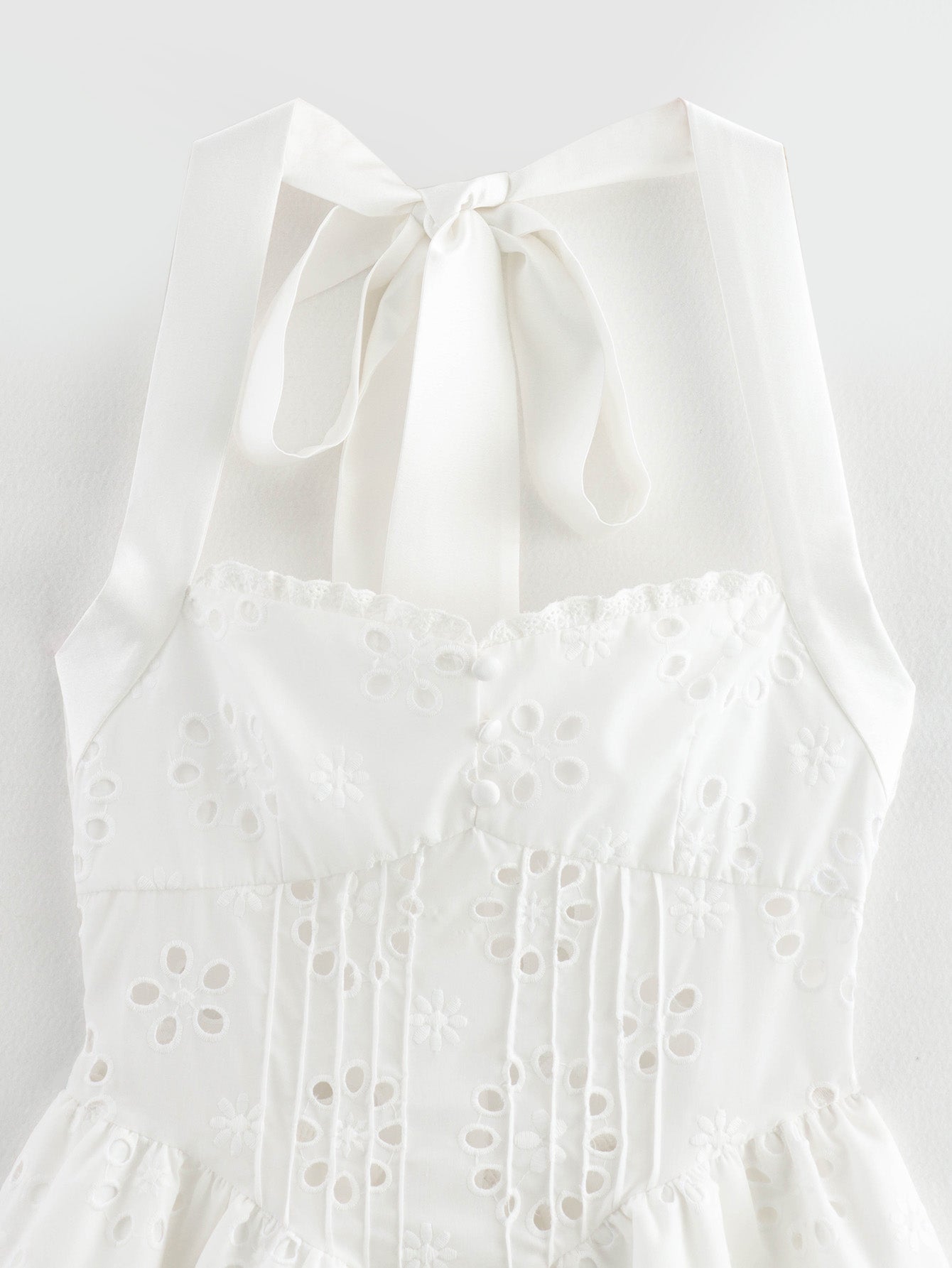 Womens Cutout Embroidered Lace Halter Dress | Lace Up Back | noémi