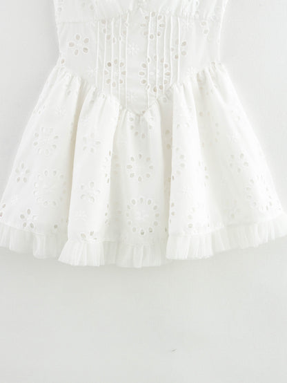 Womens Cutout Embroidered Lace Halter Dress | Lace Up Back | noémi