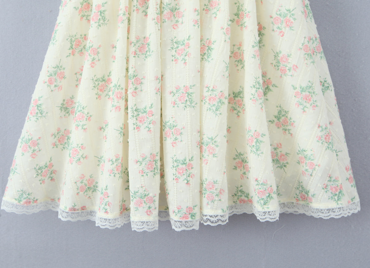 Lace Embroidered Corset Dress | Floral Print Boning Detail Waist Cinching Fit Spaghetti Straps | noémi