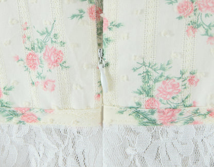 Lace Embroidered Corset Dress | Floral Print Boning Detail Waist Cinching Fit Spaghetti Straps | noémi