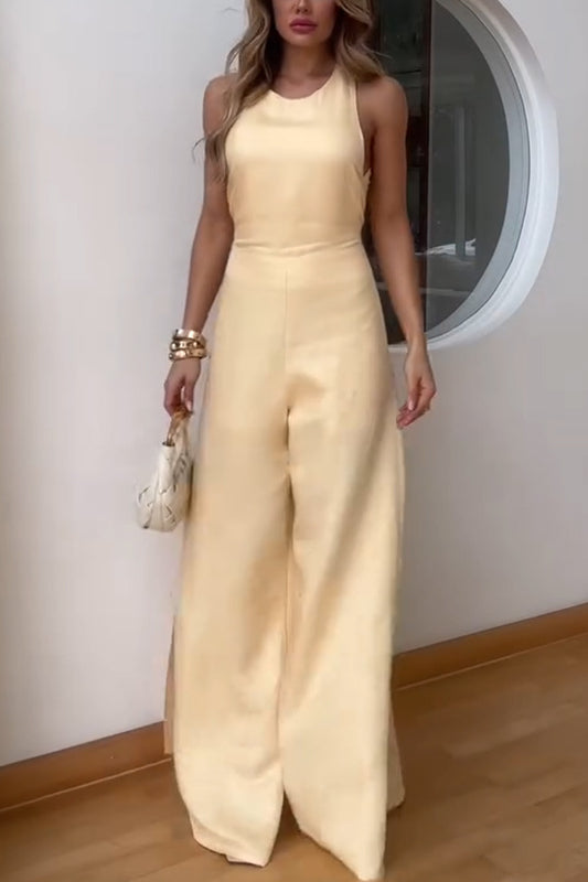 Sleeveless Wide Leg Jumpsuit | Summer Casual, Backless Design | noémi