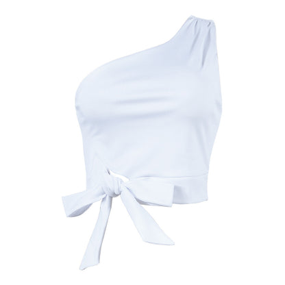 One Shoulder Lace Up Crop Top | Fit, Sleeveless Summer Vest | noémi