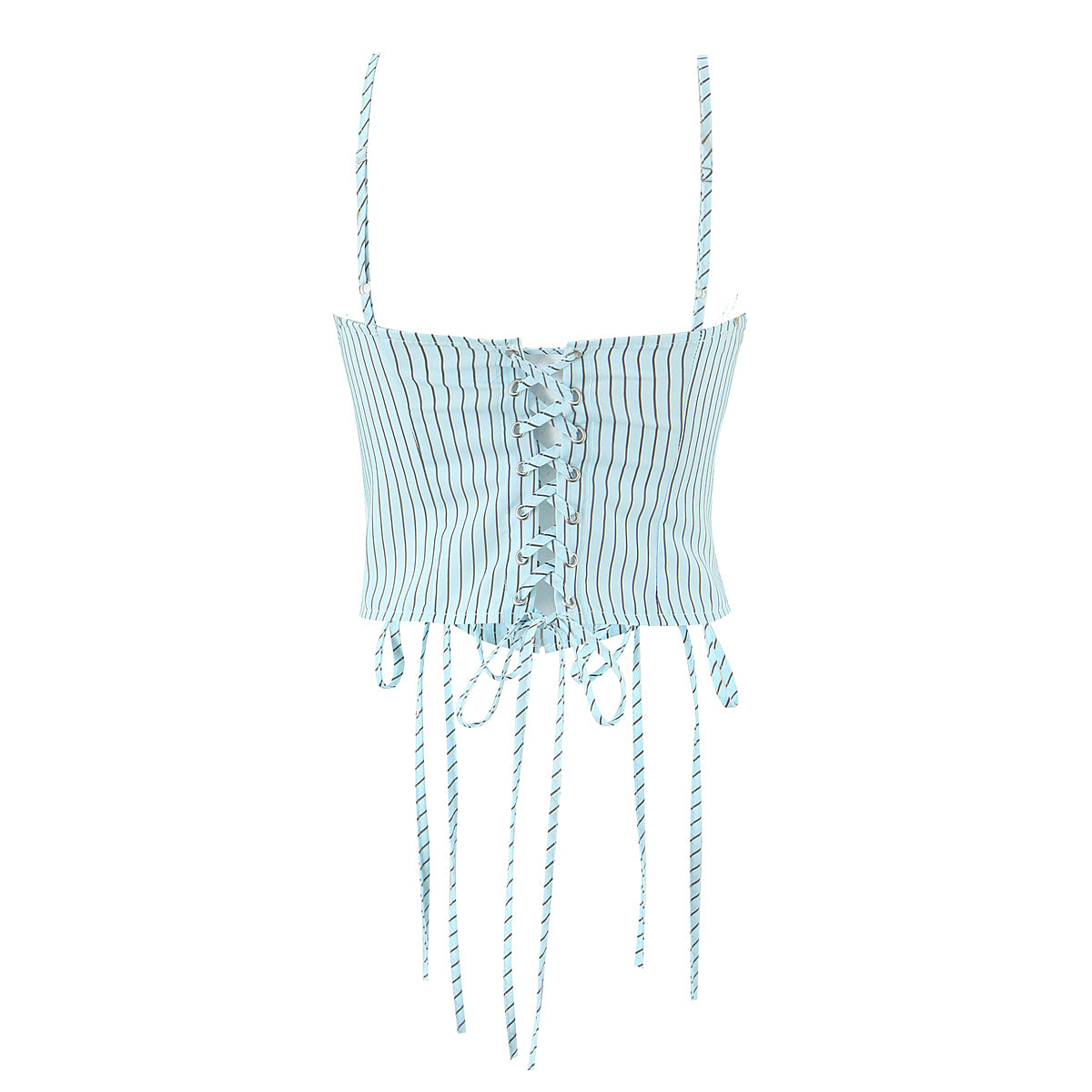 Blue Striped Tube Top with Adjustable Straps | Cinched Waist Slim Fit Vest for Women | noémi