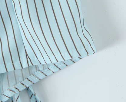 Blue Striped Tube Top with Adjustable Straps | Cinched Waist Slim Fit Vest for Women | noémi