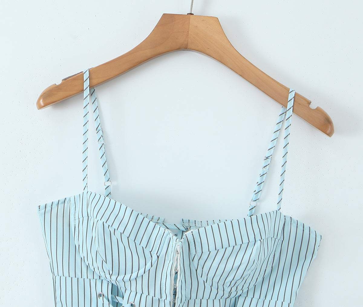 Blue Striped Tube Top with Adjustable Straps | Cinched Waist Slim Fit Vest for Women | noémi