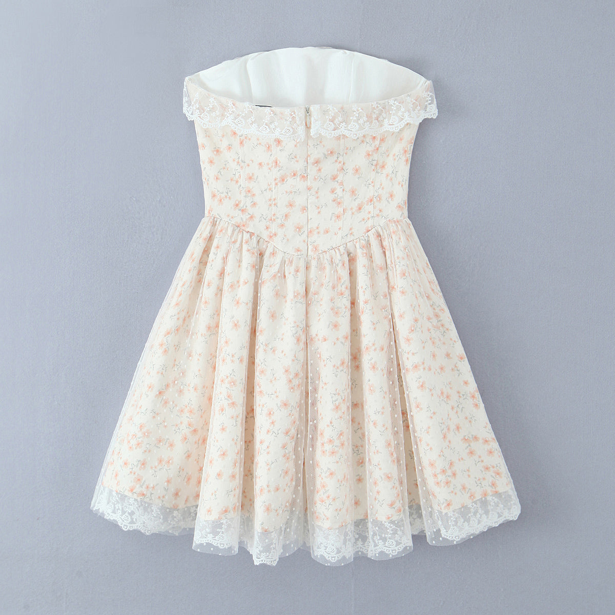 Puffy Slim Fit Tube Dress | Floral Lace Up Waist | noémi