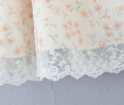 Puffy Slim Fit Tube Dress | Floral Lace Up Waist | noémi