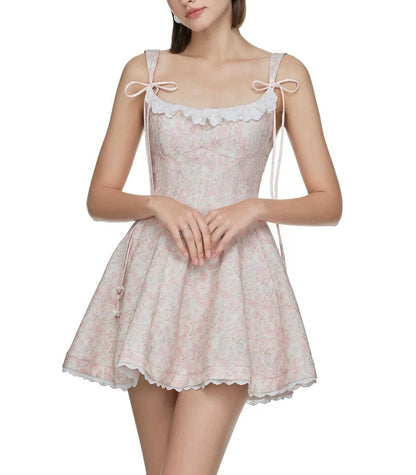 Womens Pink Double Layer Strap Dress | noémi