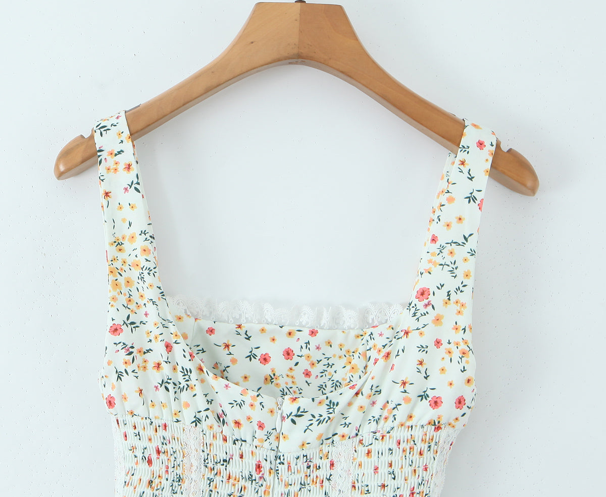 Pullover Dress | Sling Strap Waist Shaping Spring Floral Print | noémi