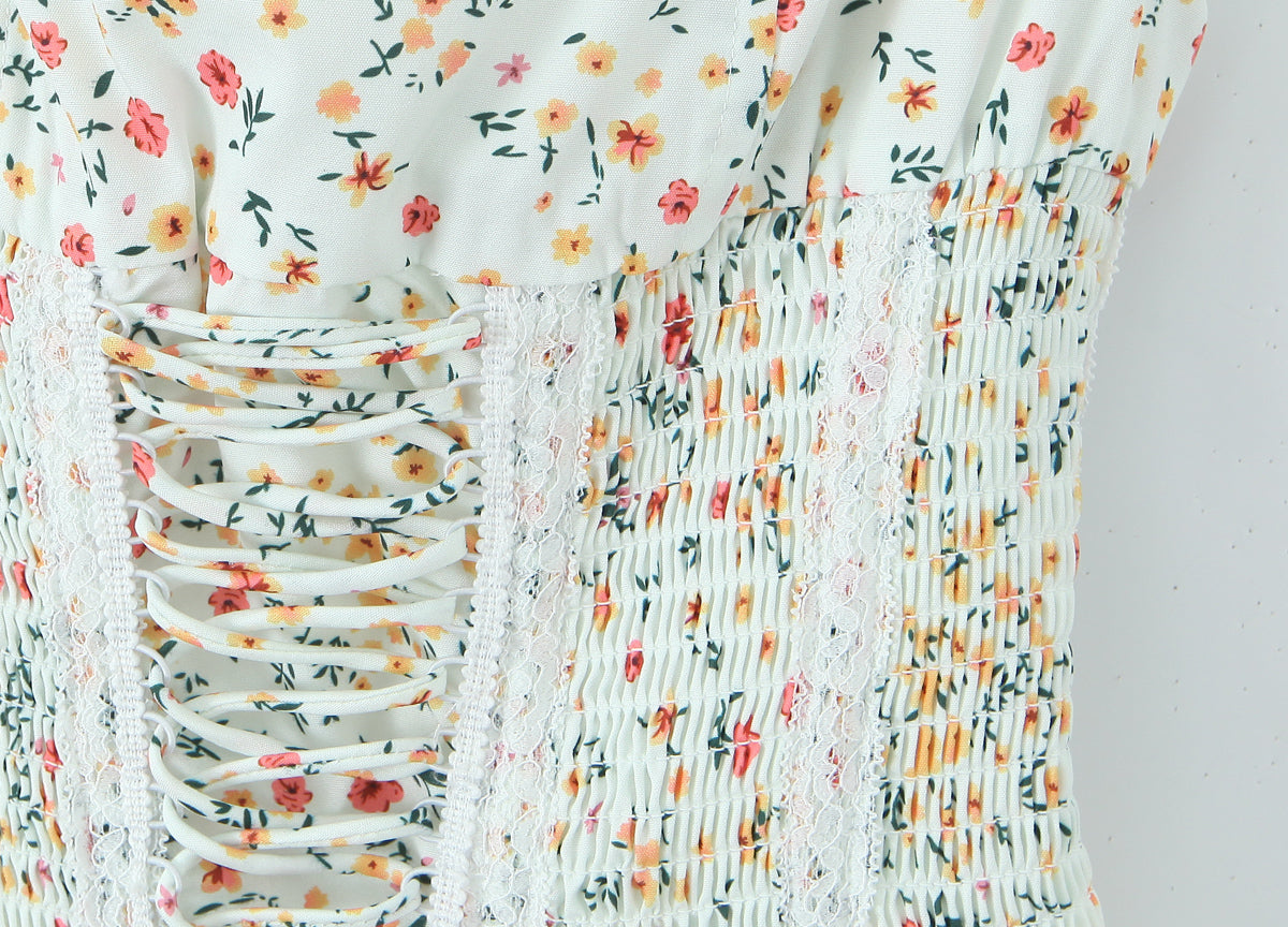 Pullover Dress | Sling Strap Waist Shaping Spring Floral Print | noémi