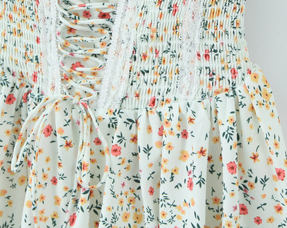 Pullover Dress | Sling Strap Waist Shaping Spring Floral Print | noémi