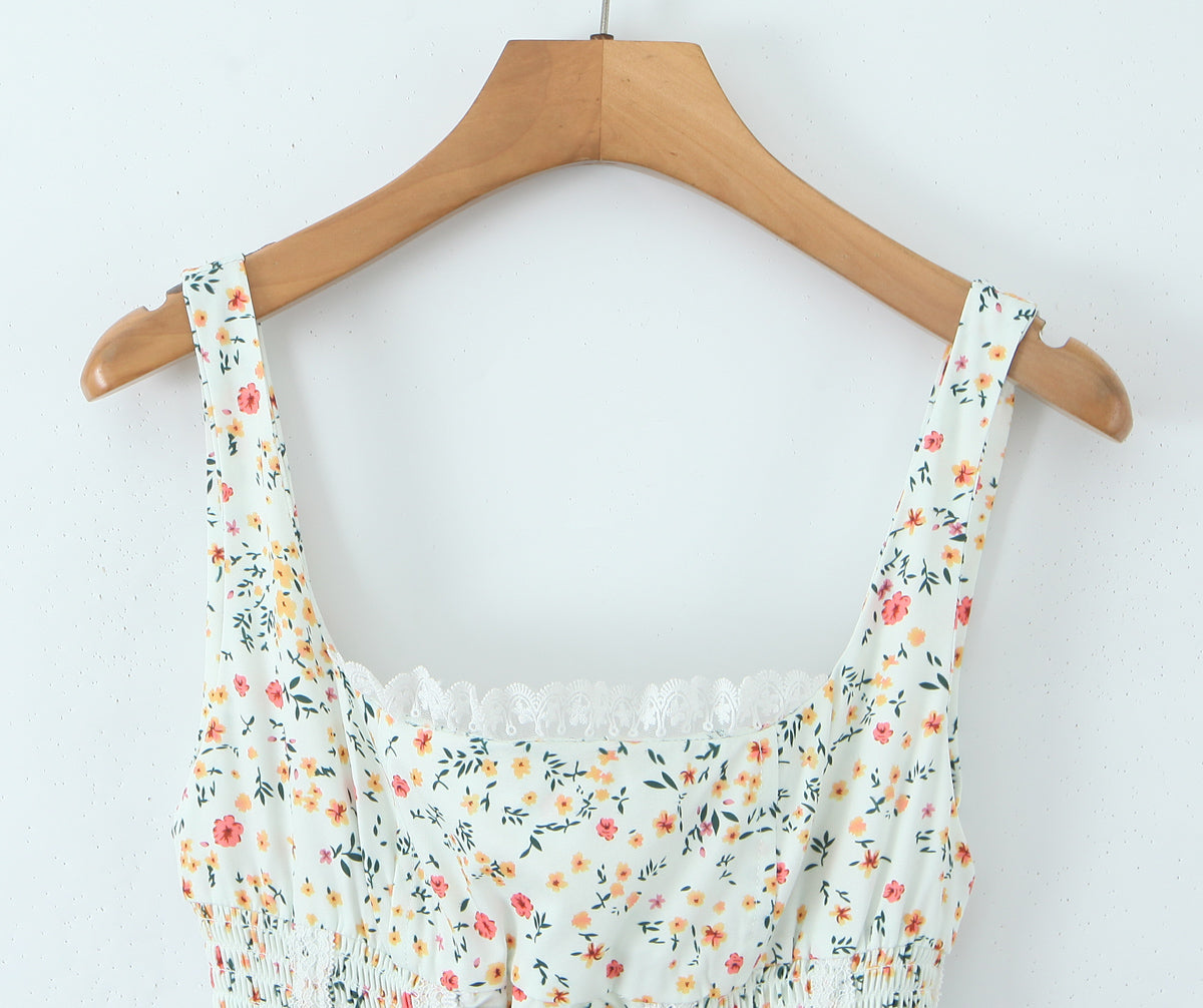 Pullover Dress | Sling Strap Waist Shaping Spring Floral Print | noémi