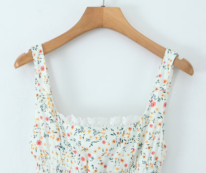 Pullover Dress | Sling Strap Waist Shaping Spring Floral Print | noémi