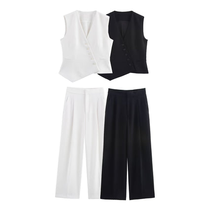 Womens Vest Top Wide Leg Trousers Set | noémi